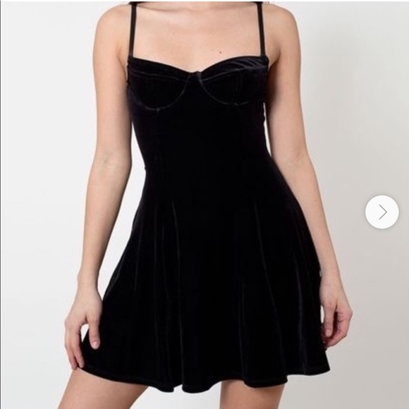 American Apparel Dresses & Skirts - AMERICAN APPAREL Black Velvet Mini Dress Size Medium